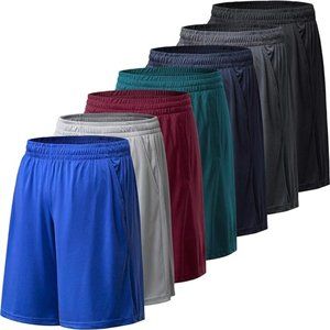 NEW 7 PACK Athletic Shorts for Men with Pockets Quick Dry Activewear - 7 Pack
